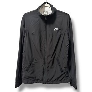 Nike Sportswear Windbreaker Jacket Women's L Black Full Zip Mesh Lined Gorpcore